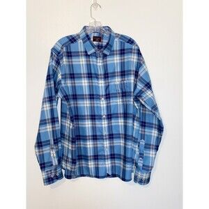 Untuckit Shirt Size Large Brushed Cotton Blue White Plaid